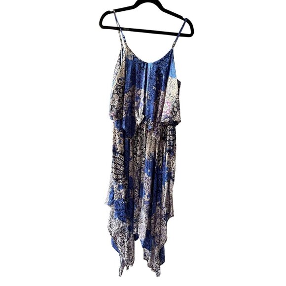 A.N.A Womens Dress M Boho Disco Sleeveless Handkerchief Hem Multicolor YK2 - Picture 2 of 5